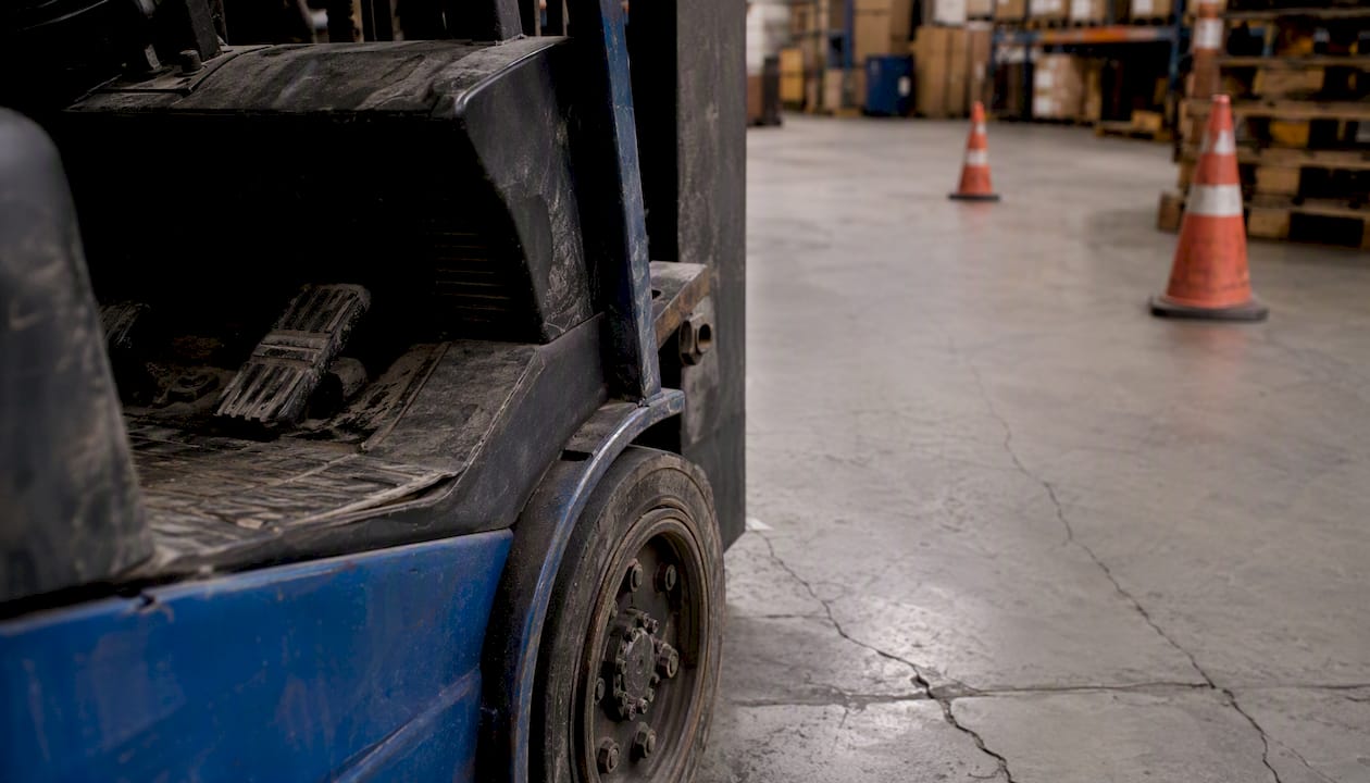 Forklift brake and warehouse floor hazard
