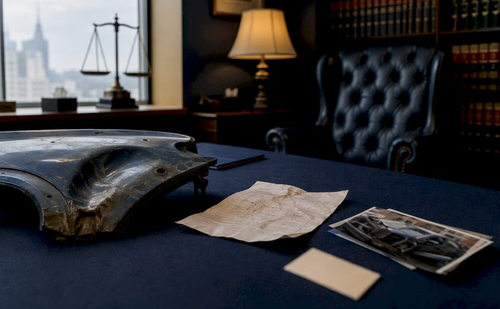 Physical evidence items on table