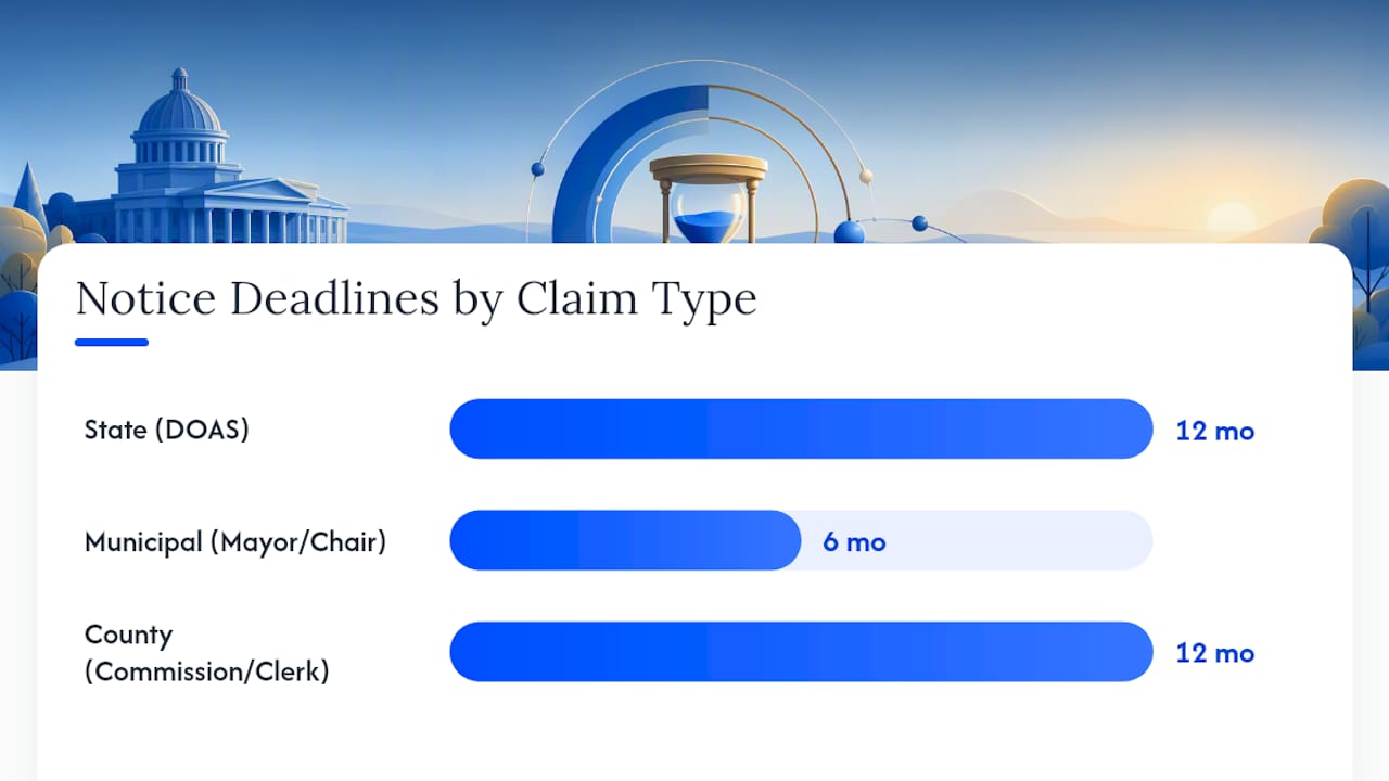 Comparative diagram of ante litem notice deadlines and recipients