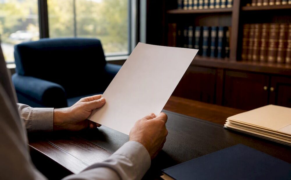 Hands holding blank accident report form
