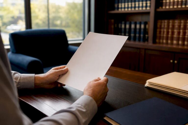 Hands holding blank accident report form