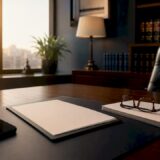 Legal office table with accident-related items