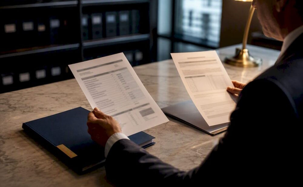 Attorney reviewing Medicare lien documents