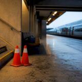 Empty transit platform after an accident