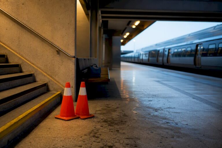 Empty transit platform after an accident