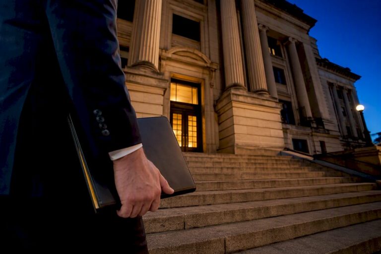 Georgia courthouse entrance at filing time