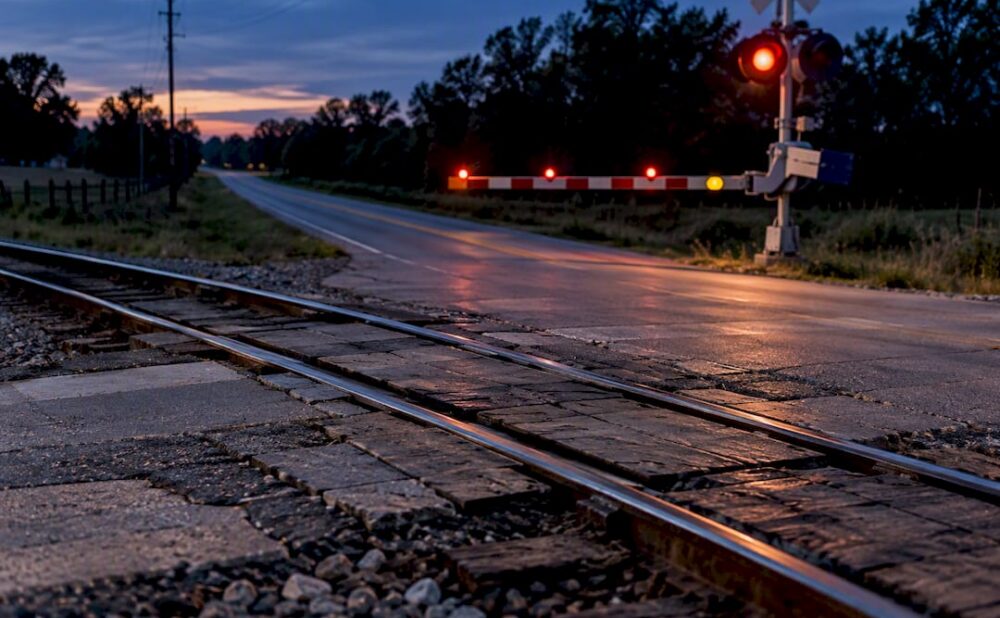 Georgia railroad crossing with warning gate