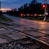 Georgia railroad crossing with warning gate
