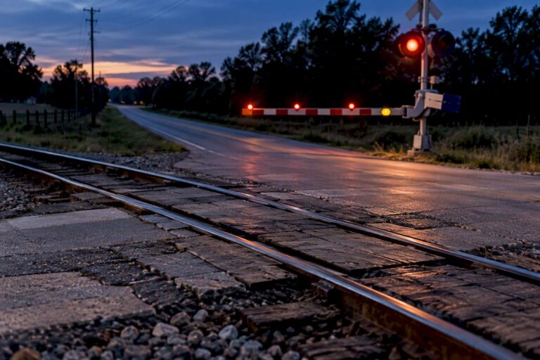 Georgia railroad crossing with warning gate