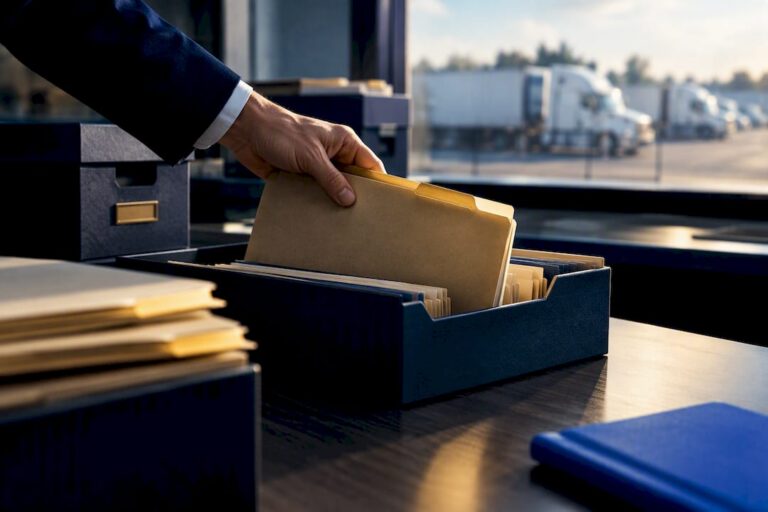Organized trucking liability records in evidence archive