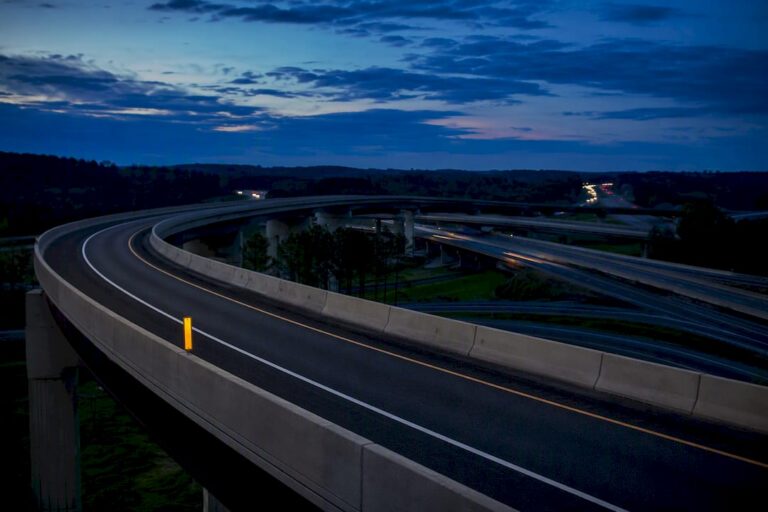 Georgia interstate interchange at dusk