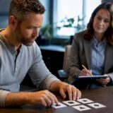 Neuropsychologist conducting a brain injury assessment