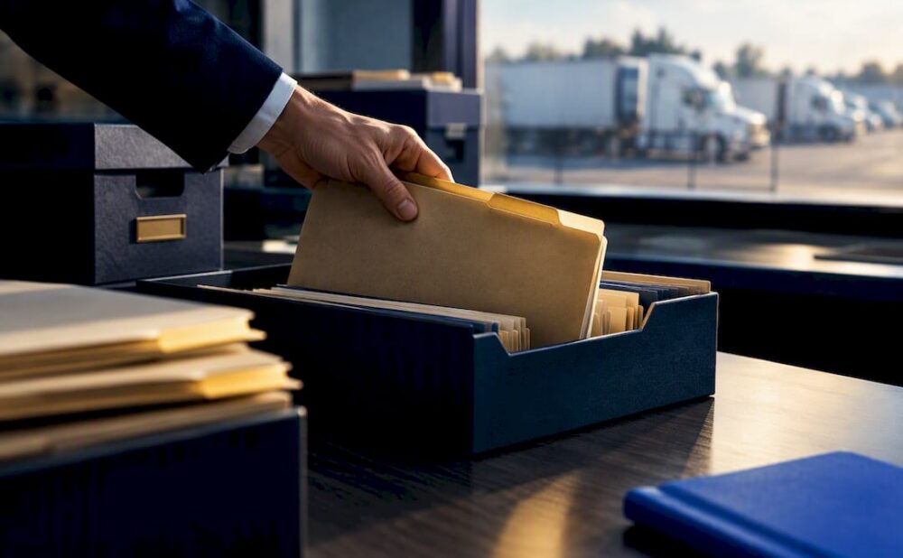 Organized trucking liability records in evidence archive