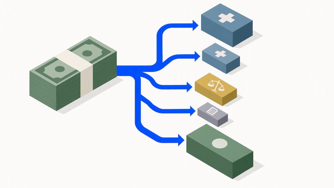 Settlement funds divided among liens and costs