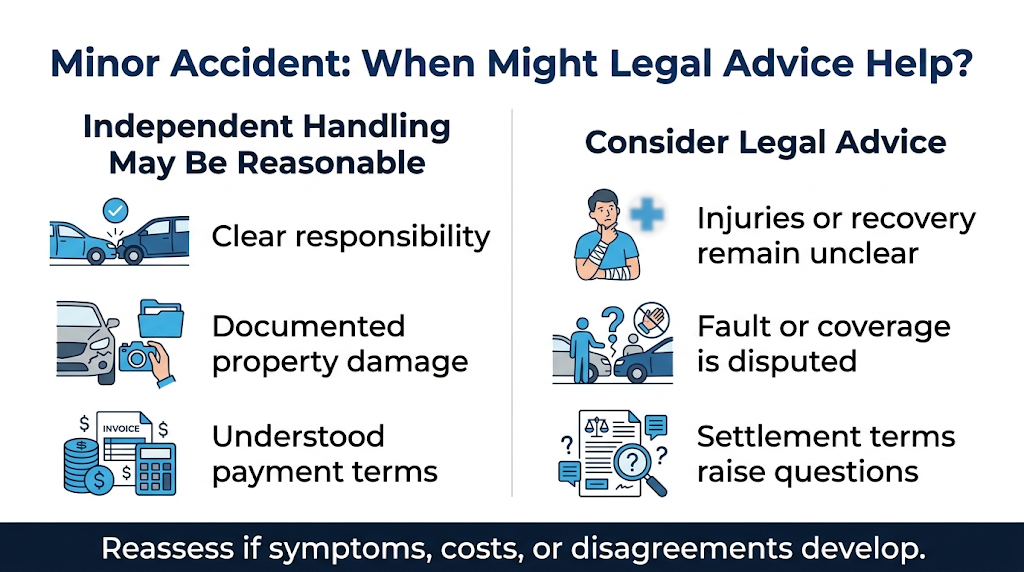 Comparison of straightforward accident claims and complications that may warrant legal advice.